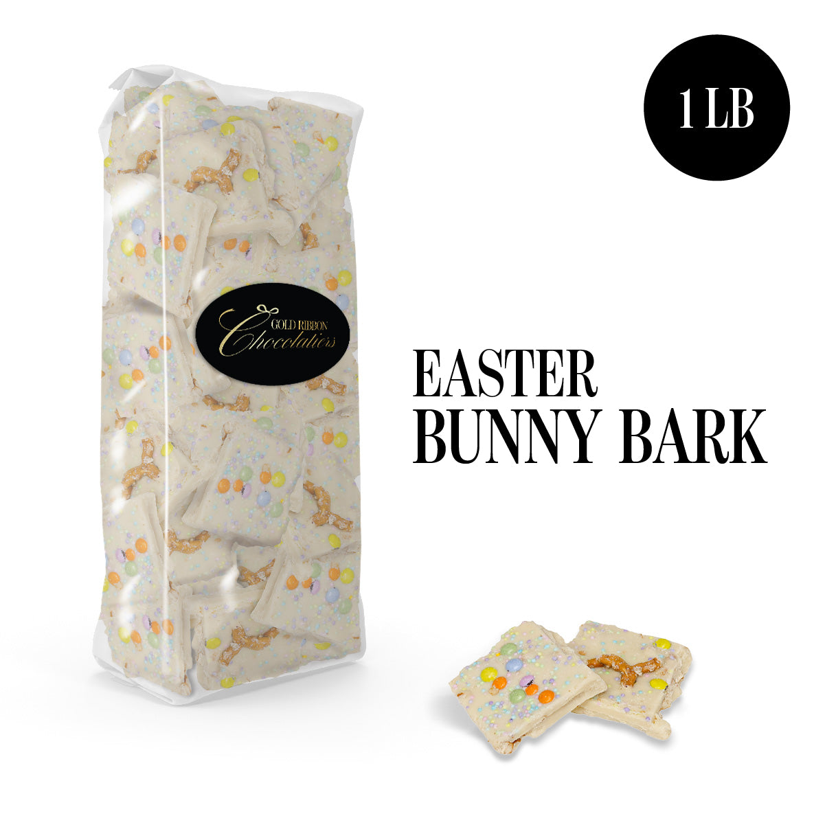Easter Bunny Bark - Delicious White Chocolate Treat with Pretzels & Sprinkles - 1 Pound Bag