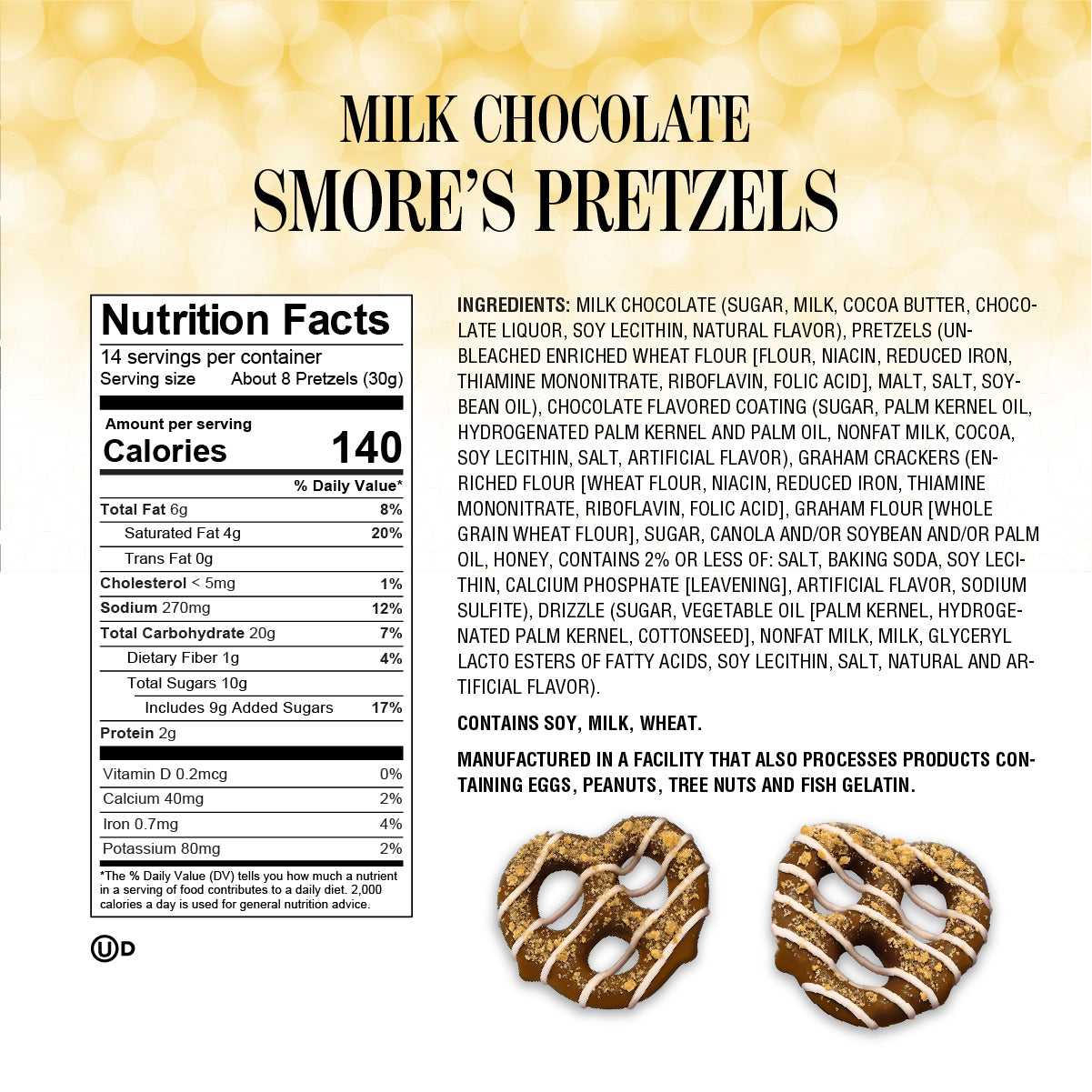 S'mores Pretzels - Chocolate-Covered Snack with Graham Cracker and Marshmallow Drizzle - 1 Pound Bag