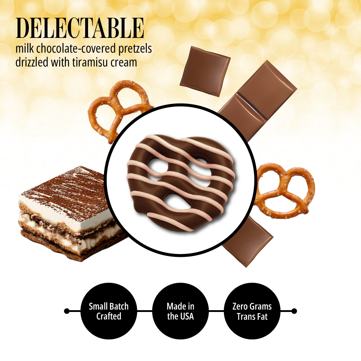 Tiramisu Pretzels - Chocolate-Covered Delight - Delicious Snack Perfect for the Family - 1 Pound Bag