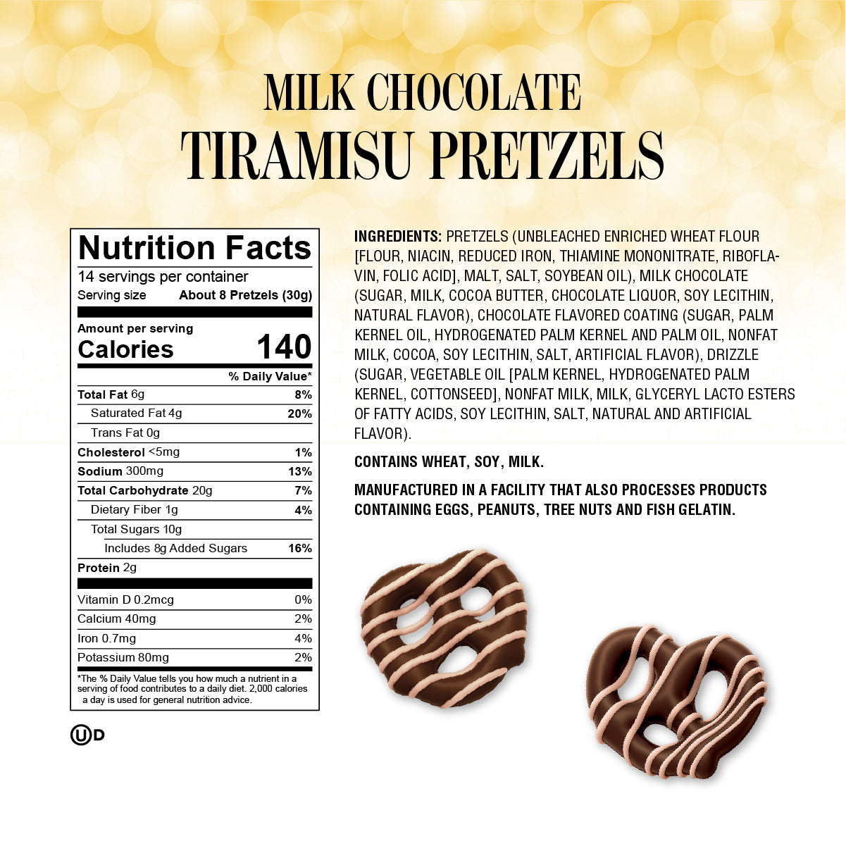 Tiramisu Pretzels - Chocolate-Covered Delight - Delicious Snack Perfect for the Family - 1 Pound Bag