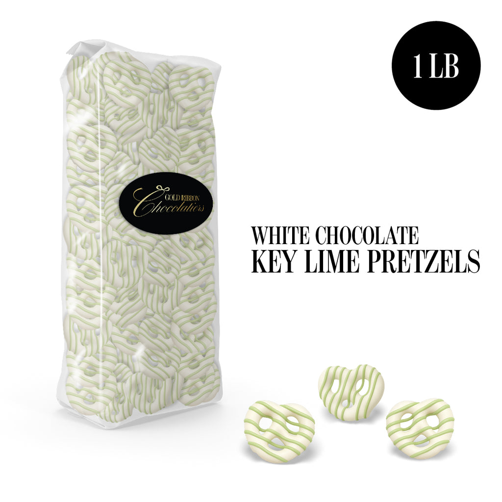 Key Lime Pretzels - Milk Chocolate Covered Treats with Key Lime Drizzle - 1 Pound Bag