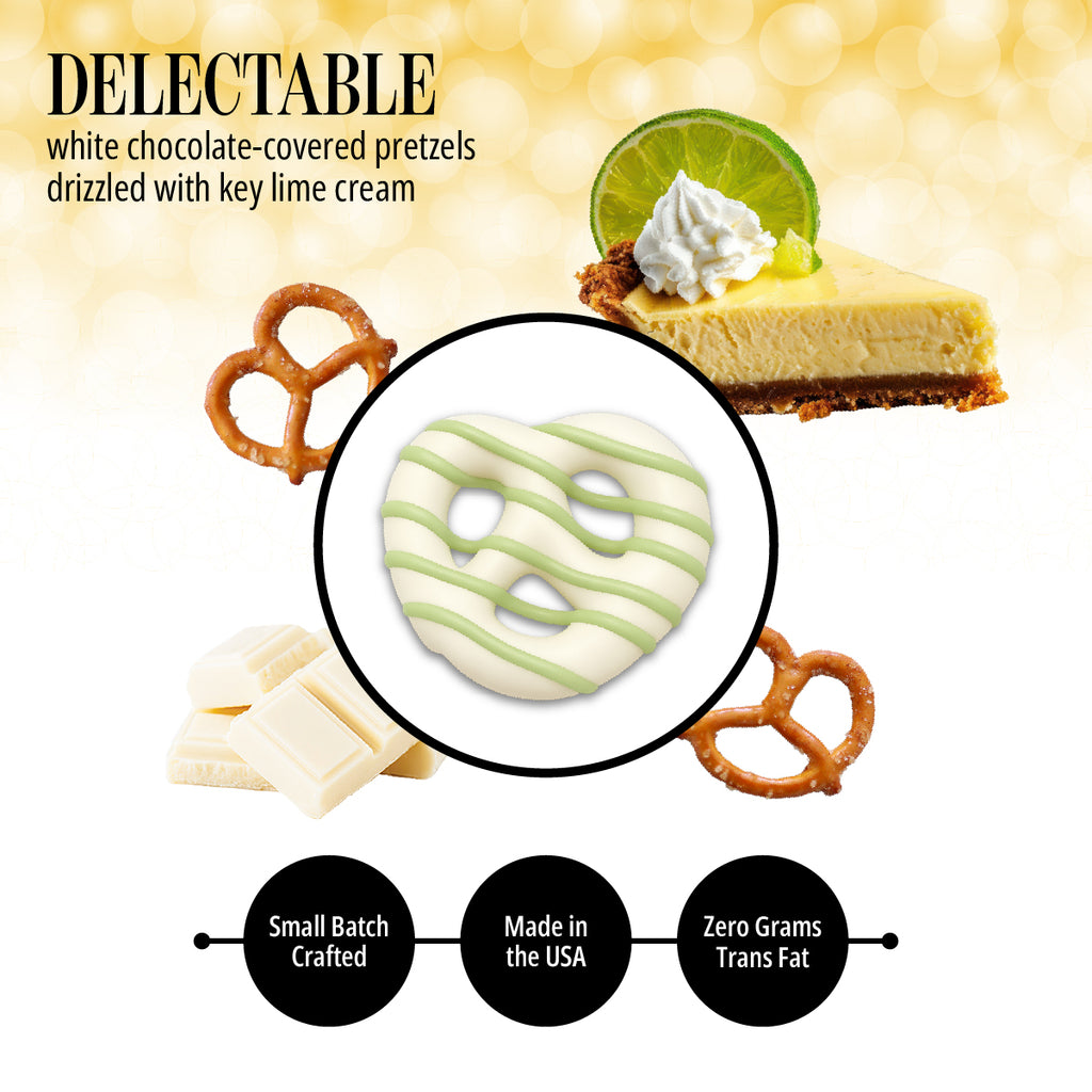 Key Lime Pretzels - Milk Chocolate Covered Treats with Key Lime Drizzle - 1 Pound Bag