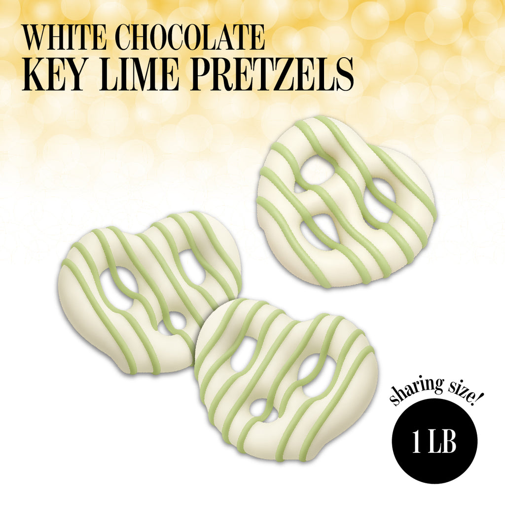 Key Lime Pretzels - Milk Chocolate Covered Treats with Key Lime Drizzle - 1 Pound Bag
