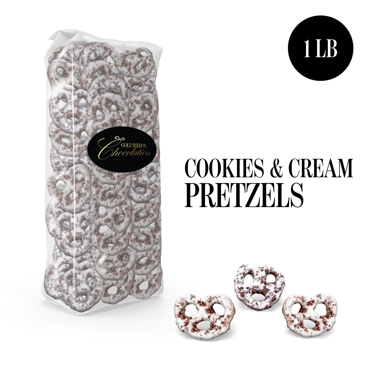 Cookies and Cream White Chocolate Pretzels - Delicious Snack Perfect for the Family - 1 Pound Bag