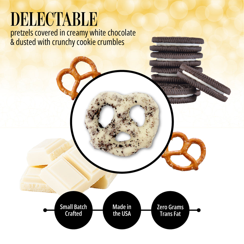 Cookies and Cream White Chocolate Pretzels - Delicious Snack Perfect for the Family - 1 Pound Bag