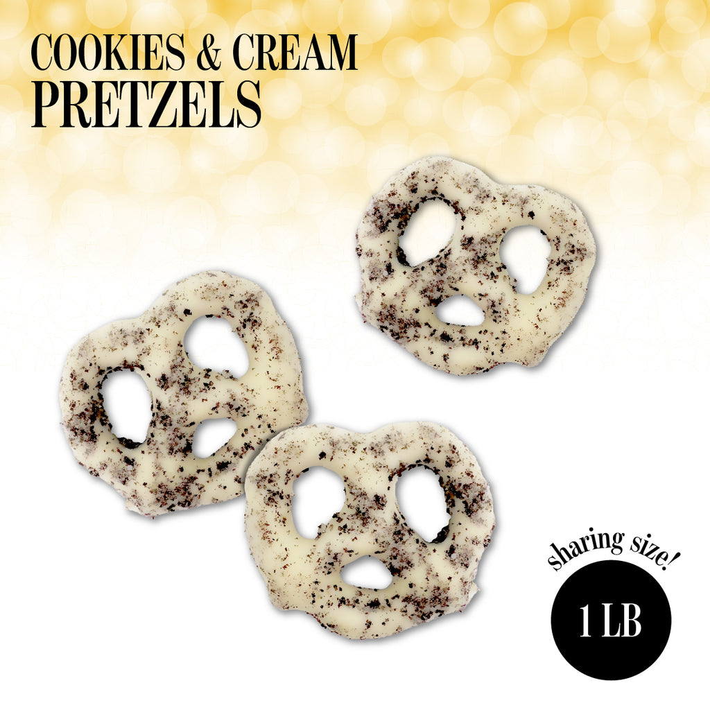 Cookies and Cream White Chocolate Pretzels - Delicious Snack Perfect for the Family - 1 Pound Bag