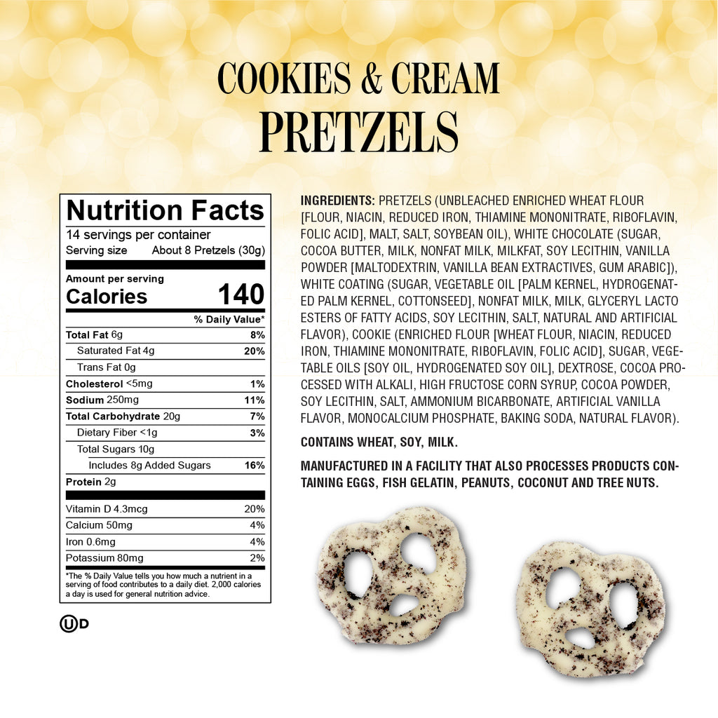 Cookies and Cream White Chocolate Pretzels - Delicious Snack Perfect for the Family - 1 Pound Bag