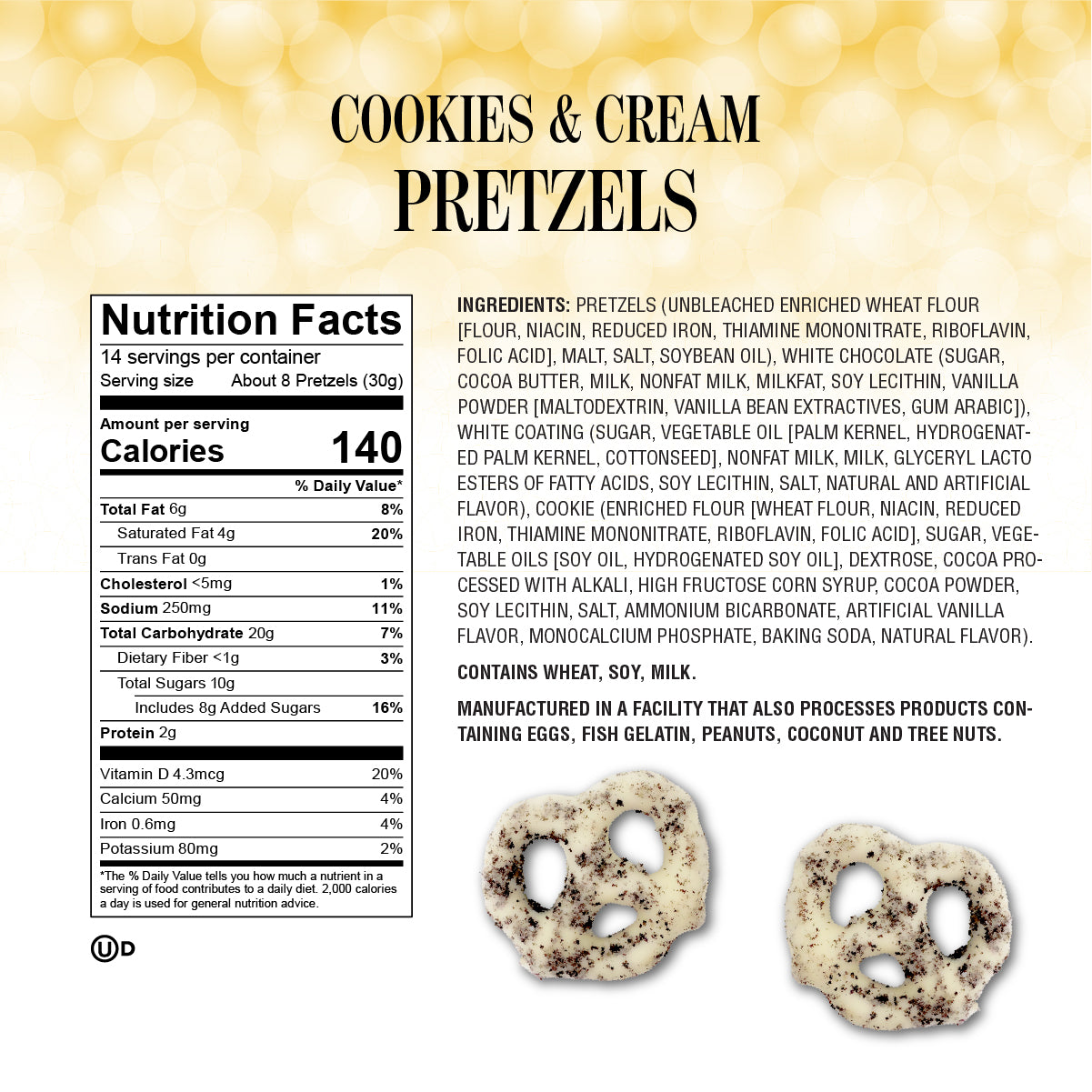 Cookies and Cream White Chocolate Pretzels - Delicious Snack Perfect for the Family - 1 Pound Bag